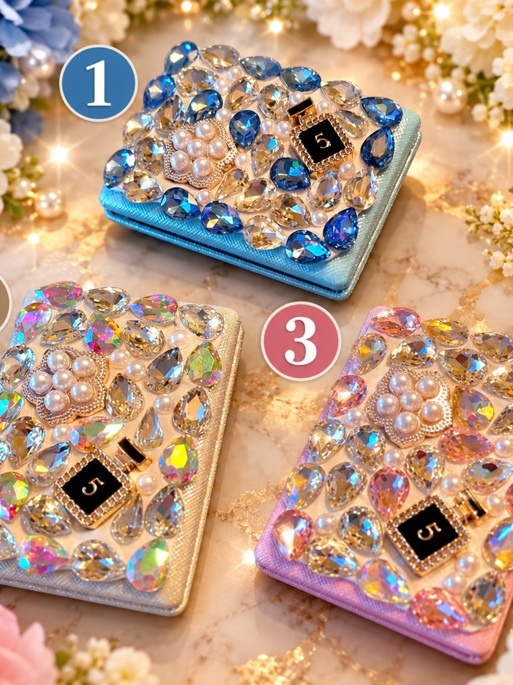 ✨ Sparkly Bling Compact Mirror – Choose Your Favorite Color 💎